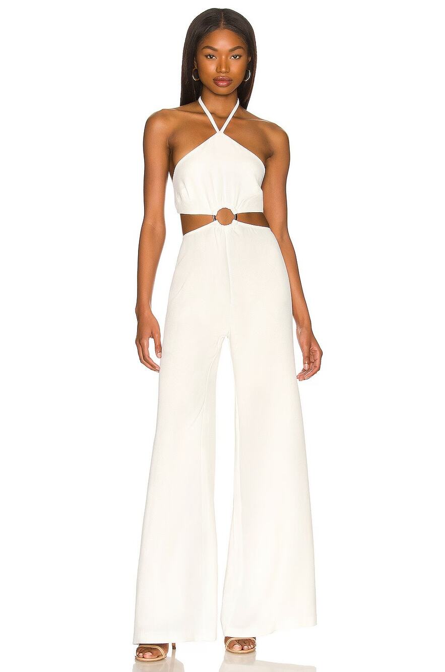 Rumer Kenya Jumpsuit Wide Leg Halter O-Ring Evening Beachy Coastal Summer XS